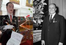 Pierre Balmain figure included in Royal Gongtek tribute to Queen Mother