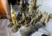 Cracked stupa reveals hidden trove of ancient Buddha statues