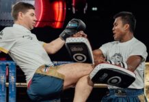 Steven Gerrard visits Rajadamnern, trains Muay Thai with Buakaw