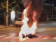 Motorcycle bursts into flames after crash in Bangkok Motorcycle bursts into flames after crash in Bangkok