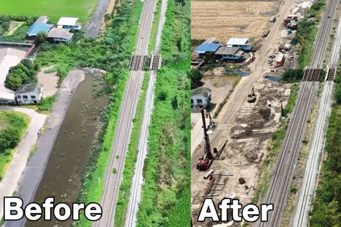 before-and-after construction of railroad