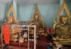 Temple thieves steal Buddha finials and replica footprint Temple thieves steal Buddha finials and replica footprint