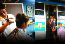 Young Thai barber turns old bus bus into trendy barbershop