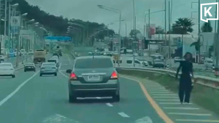 Man filmed throwing rocks at cars on Phuket bypass road
