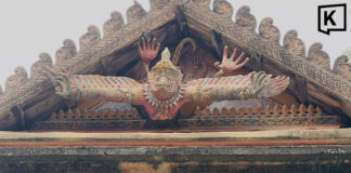 The world’s only “Flying Garuda” sculpture found at Ang Thong temple hall The world's only “Flying Garuda” sculpture found at Ang Thong temple hall