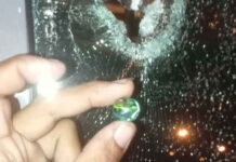 Near-death scare as marble blasts through truck window Near-death scare as marble blasts through truck window