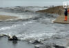 Black wastewater flows into sea at Jomtien Beach after heavy rain