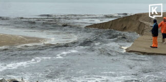 Black wastewater flows into sea at Jomtien Beach after heavy rain