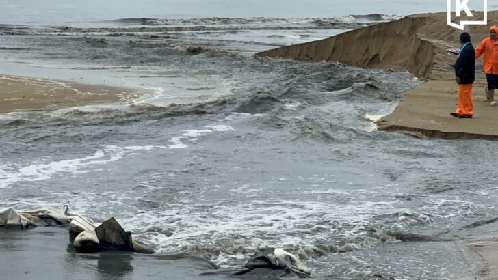 Black wastewater flows into sea at Jomtien Beach after heavy rain