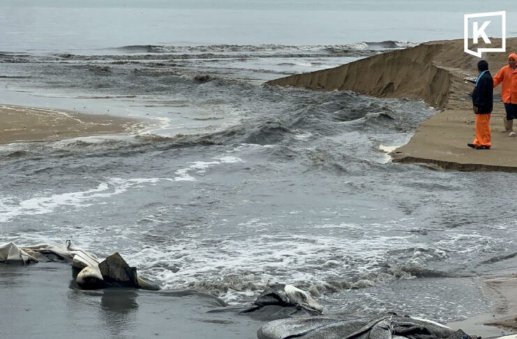 Black wastewater flows into sea at Jomtien Beach after heavy rain