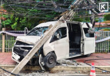 14 injured after school van swerves and slams into power pole in Pathum Thani
