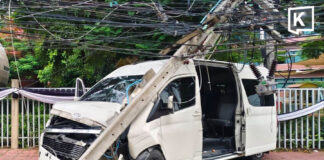 14 injured after school van swerves and slams into power pole in Pathum Thani