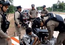 Cambodian worker arrested after allegedly tossing drugs while fleeing police in Rayong