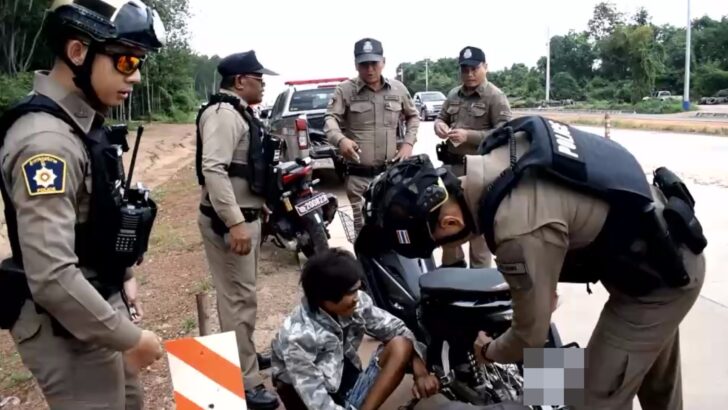 Cambodian worker arrested after allegedly tossing drugs while fleeing police in Rayong