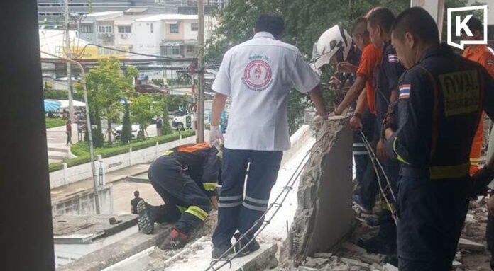 Concrete slab collapse kills one, injures one in Bang Na Concrete slab collapse kills one, injures one in Bang Na