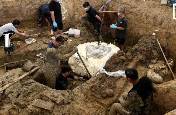 One-ton soil block to preserve 2,000-year-old skeletons