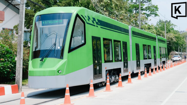 Thai-developed light rail tram begins track testing