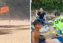 Two British tourists rescued after entering red-flag waters at Phuket beach Two British tourists rescued after entering red-flag waters at Phuket beach