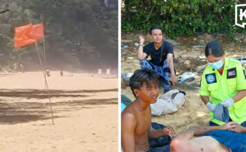 Two British tourists rescued after entering red-flag waters at Phuket beach Two British tourists rescued after entering red-flag waters at Phuket beach