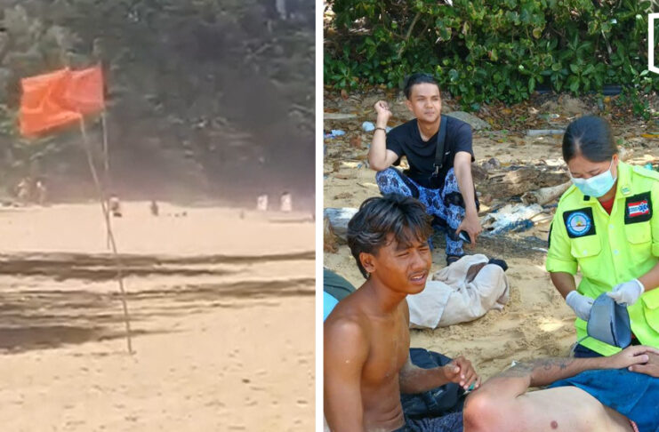 Two British tourists rescued after entering red-flag waters at Phuket beach Two British tourists rescued after entering red-flag waters at Phuket beach