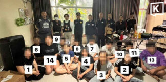 Thai-Lao birthday drug party busted in Mukdahan, 14 arrested Thai-Lao birthday drug party busted in Mukdahan, 14 arrested