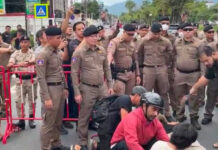 Two hurts as protesters clash with police at China consulate