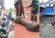 Ancient cannon recovered from Bangkok Yai Canal Ancient cannon recovered from Bangkok Yai Canal