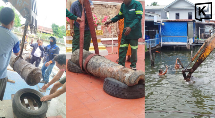 Ancient cannon recovered from Bangkok Yai Canal Ancient cannon recovered from Bangkok Yai Canal