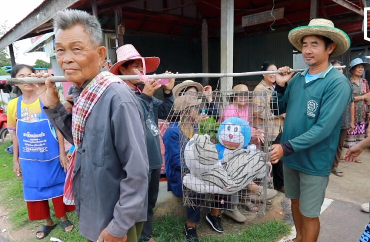 Doraemon replaces real cat in Thai rain ritual Doraemon replaces real cat in Thai rain ritual