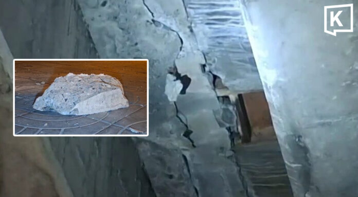 Ekachai flyover cracks, concrete slab falls onto sidewalk