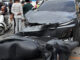 Electric car crashes into 9 motorcycles, killing one in Bang Phli Electric car crashes into 9 motorcycles, killing one in Bang Phli