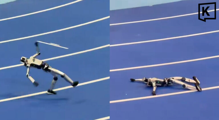 Humanoid robot crashes into wall during ‘Robot Olympics training 2