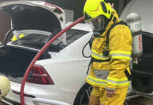 Luxury car catches fire after overnight charging in Pathum Thani