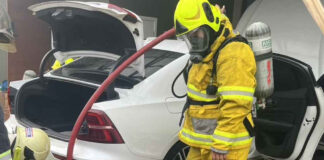 Luxury car catches fire after overnight charging in Pathum Thani