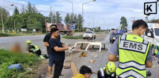 Two monks injured as pickup crashes into their truck at U-turn Two monks injured as pickup crashes into their truck at U-turn