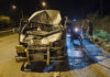 Van crashes into wild elephant crossing road in Rayong Van crashes into wild elephant crossing road in Rayong