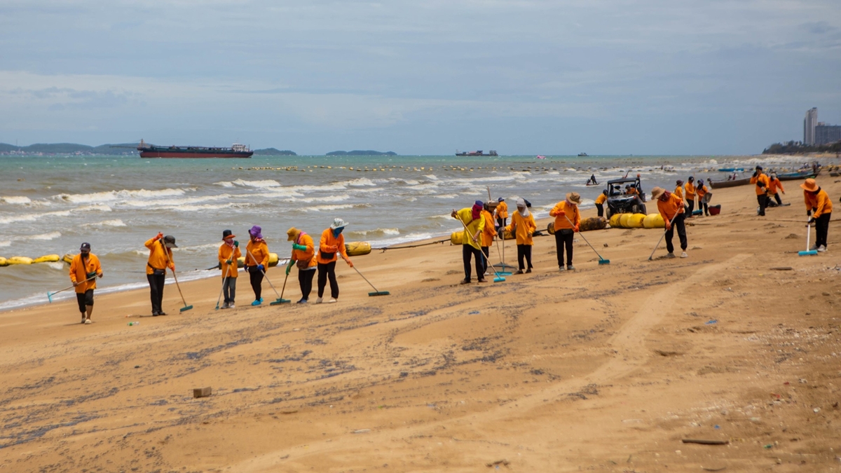 Nappe noire à Jomtien : plages fermées à la baignade