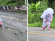 ‘Astronaut’ walks on crater-like road in Kanchanaburi ‘Astronaut’ walks on crater-like road in Kanchanaburi