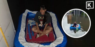 Athletes turn inflatable pool into boat amid Bangkok floods Athletes turn inflatable pool into boat amid Bangkok floods