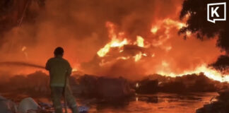 Fire breaks out at recycling warehouse in Ayutthaya overnight Fire breaks out at recycling warehouse in Ayutthaya overnight