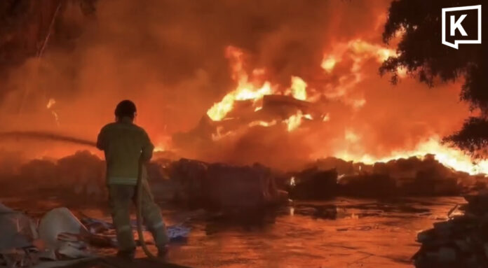 Fire breaks out at recycling warehouse in Ayutthaya overnight