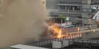 Fire breaks out on MRT track at Tao Poon station