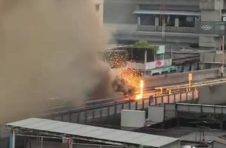 Fire breaks out on MRT track at Tao Poon station