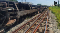 Three freight cars overturn after derailment in Chonburi