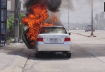 70-year-old driver escapes as car catches fire outside hospital