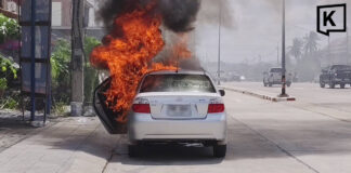 70-year-old driver escapes as car catches fire outside hospital
