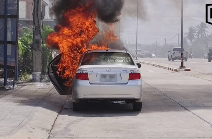 70-year-old driver escapes as car catches fire outside hospital