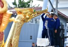 Royal Barge Suphannahong prepared for royal kathin ceremony in Bangkok