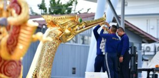 Royal Barge Suphannahong prepared for royal kathin ceremony in Bangkok