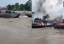 Tugboat sinks in Pa Sak River near Ayutthaya temple, one injured Tugboat sinks in Pa Sak River near Ayutthaya temple, one injured